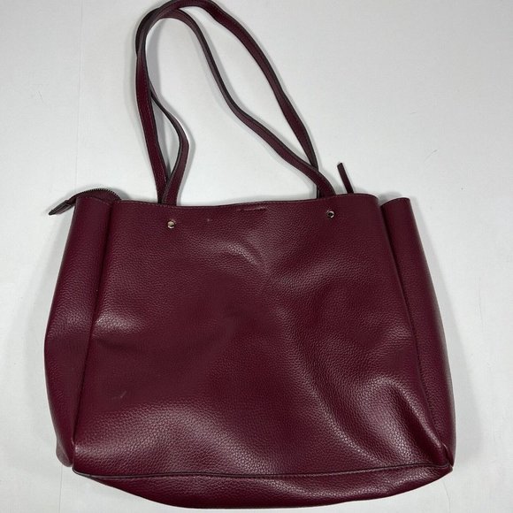 Nanette Lepore Burgundy Arriss Triple Section Shoulder Tote Bag Women Handbags - Picture 16 of 16